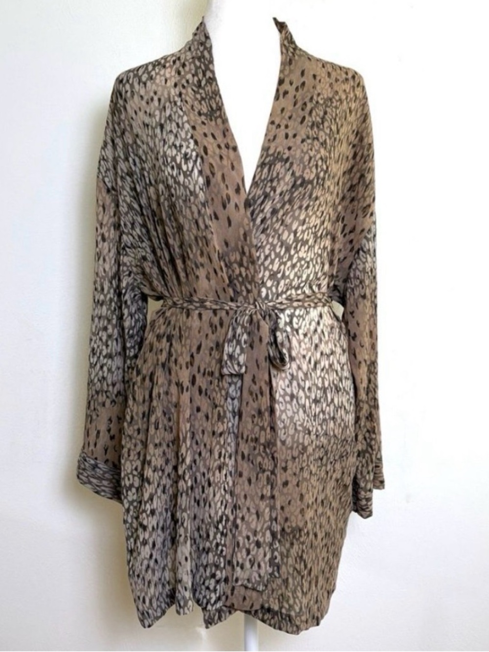 Victoria's Secret Vintage Robe Sheer Brown and Tan Animal Print Y2K One Size